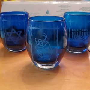Partylite Etched Hanukah Votive Trio